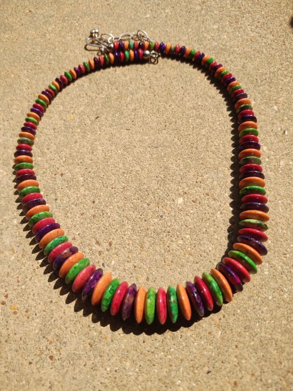 Jay King DTR Turquoise coral spiny oyster disc necklace 925 Sterling Silver